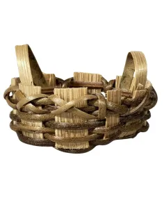 Two-Tone Oval Double-Handled Wicker Basket for 15–20 cm Nativity Figures