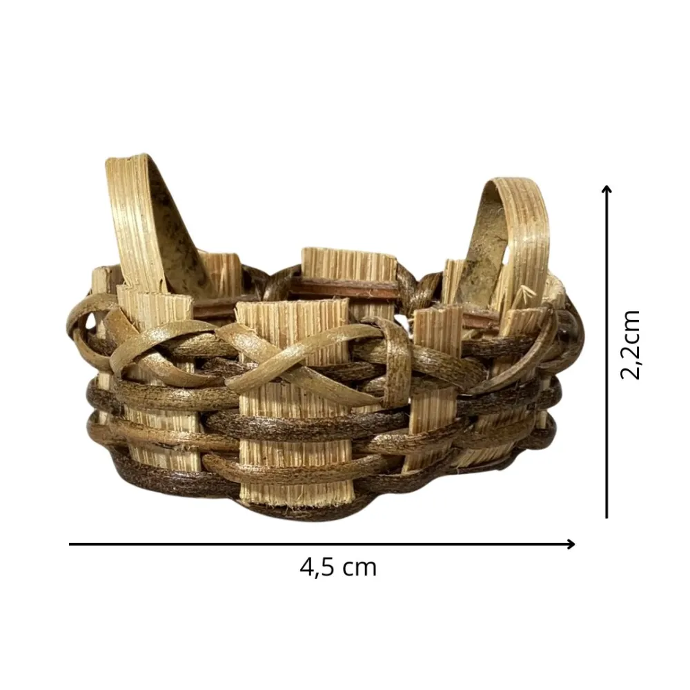 Two-Tone Oval Double-Handled Wicker Basket for 15–20 cm Nativity Figures