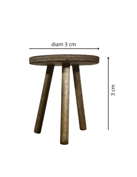 Sgabello tondo in legno a 3 piedi per statue da 12-15 cm