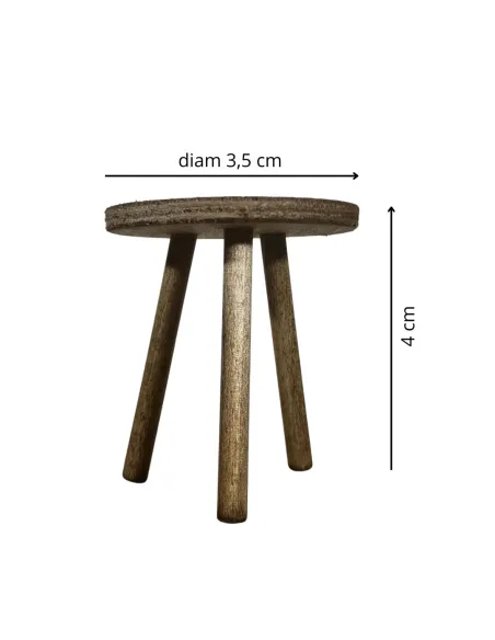 Round three-legged wooden stool for 20 cm Nativity figures