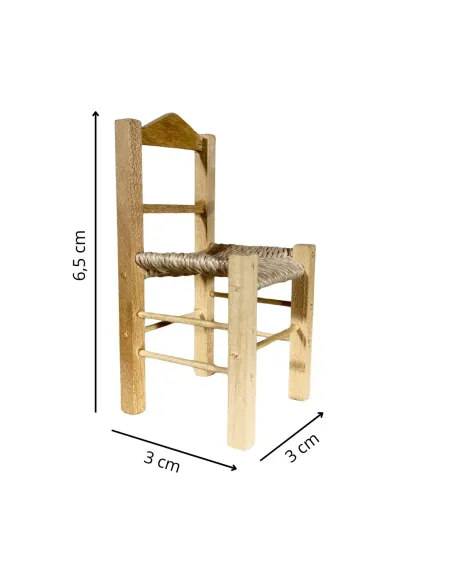 Wooden chair with straw seat for 10 cm Nativity figures