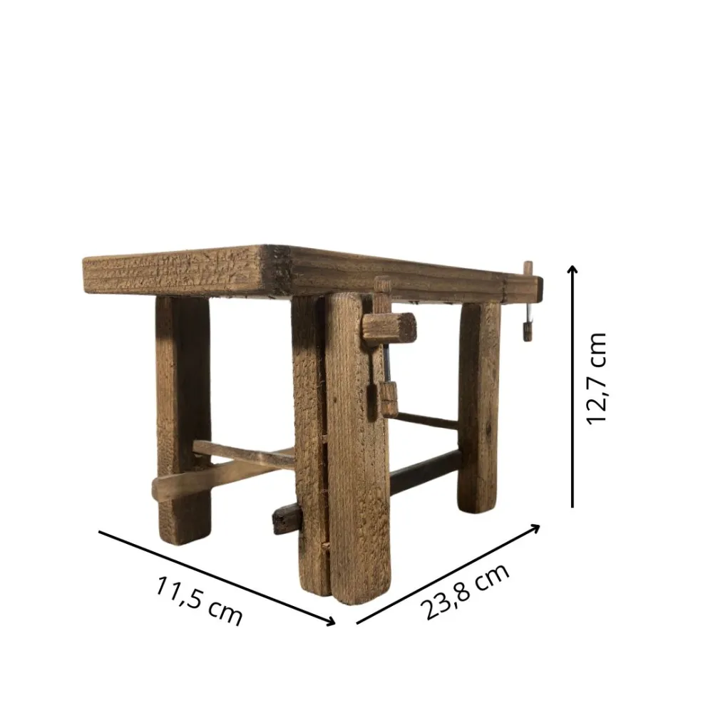 Bancone da falegname in legno per statue da 30 cm