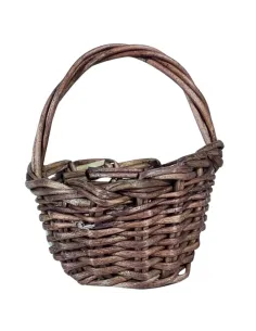 Cestino con manico scuro in vimini per statue da 15-20 cm