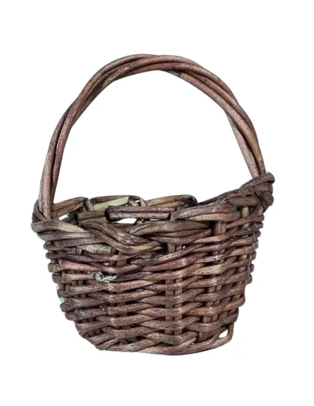 Cestino con manico scuro in vimini per statue da 15-20 cm