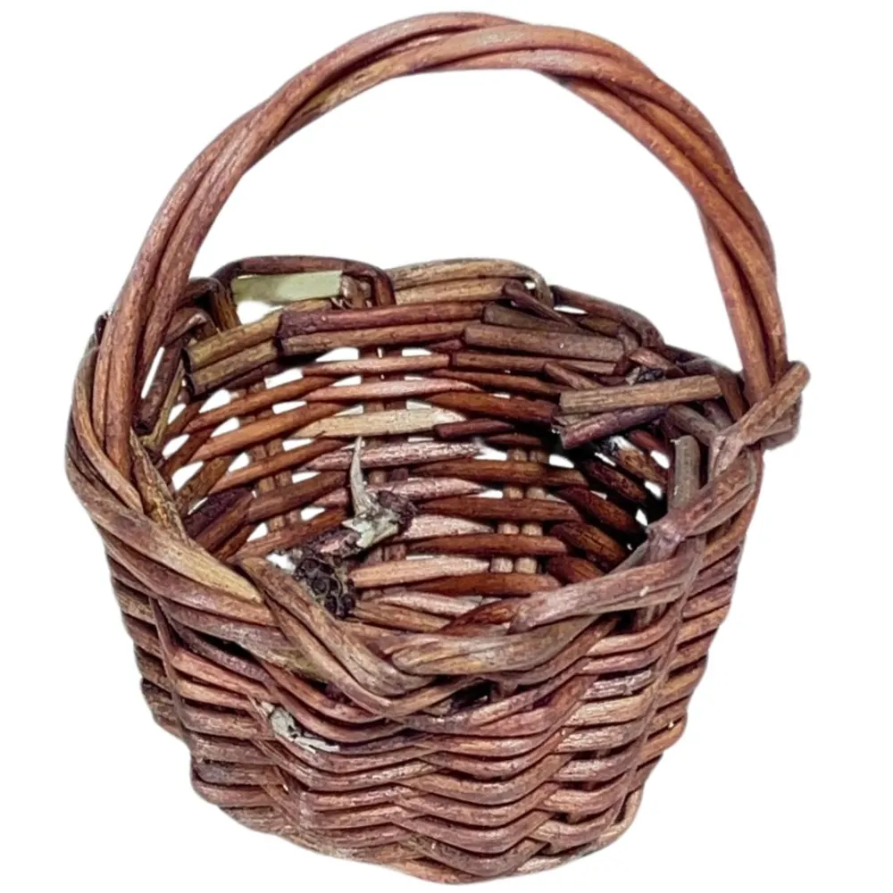 Dark Wicker Basket with Handle for 15–20 cm Nativity Figures