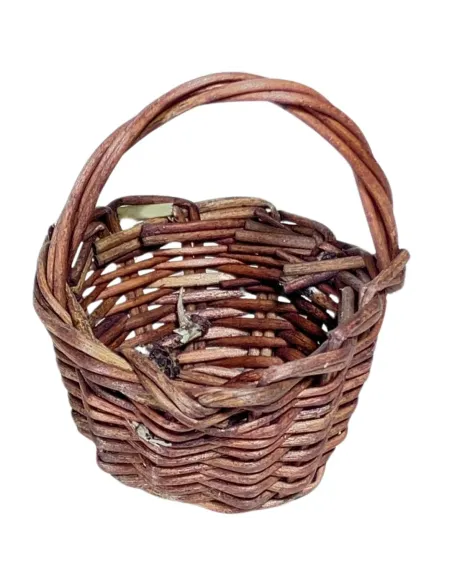 Cestino con manico scuro in vimini per statue da 15-20 cm