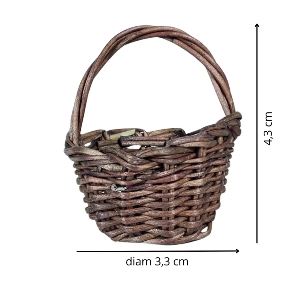 Dark Wicker Basket with Handle for 15–20 cm Nativity Figures
