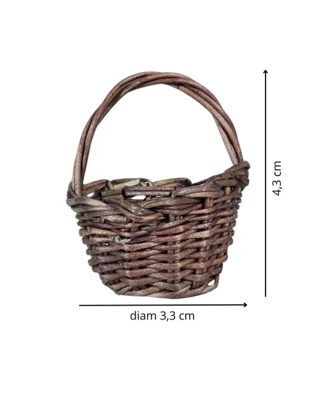 Cestino con manico scuro in vimini per statue da 15-20 cm