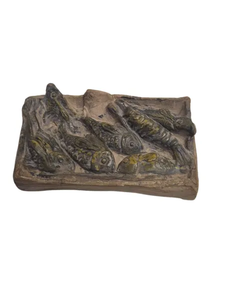 Cassetta con pesce in gesso per statue da 30 cm