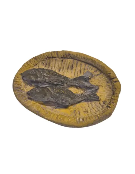 Cesto con pesce in gesso per statue da 30 cm