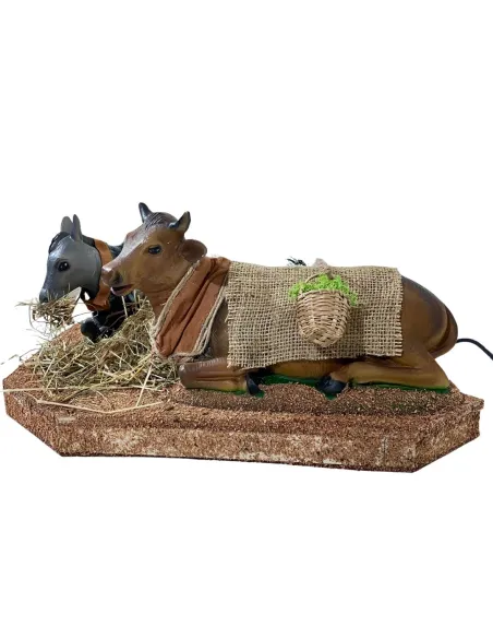 Set asino e bue "Quality" in movimento 30 cm