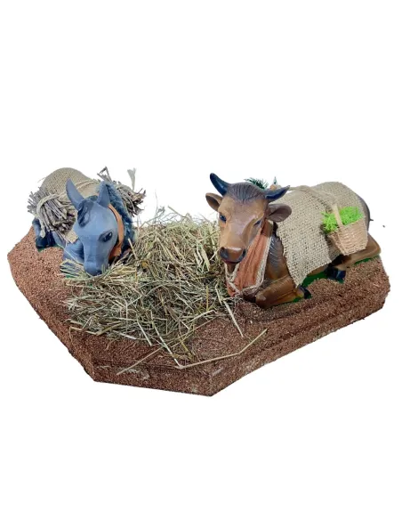 Set asino e bue "Quality" in movimento 30 cm