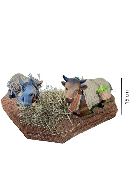 Set asino e bue "Quality" in movimento 30 cm