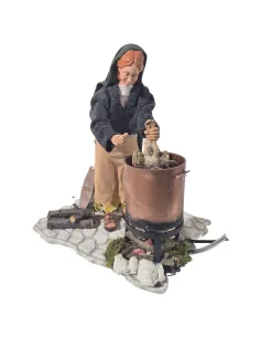Animated Traditional Woman Plucking a Chicken - 30 cm