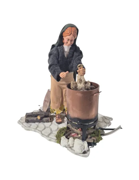 Animated Traditional Woman Plucking a Chicken - 30 cm