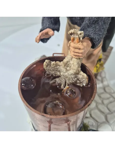 Animated Traditional Woman Plucking a Chicken - 30 cm