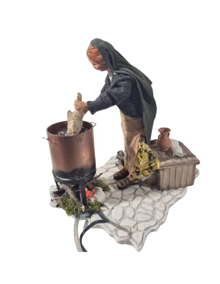 Animated Traditional Woman Plucking a Chicken - 30 cm