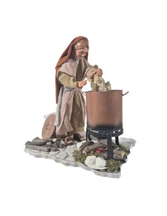 Donna che spenna il pollo palestinese in movimento 30 cm