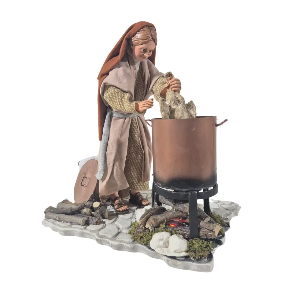 Animated Palestinian Woman Plucking a Chicken - 30 cm
