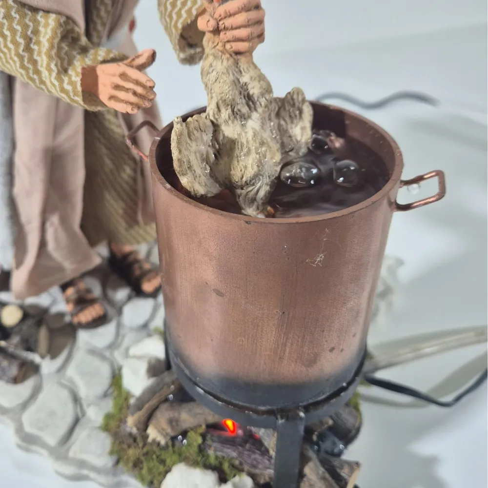 Animated Palestinian Woman Plucking a Chicken - 30 cm