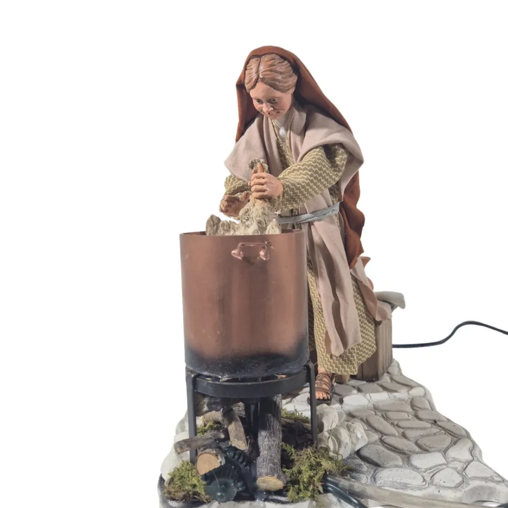 Animated Palestinian Woman Plucking a Chicken - 30 cm