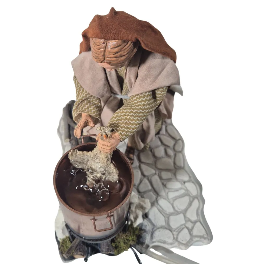 Animated Palestinian Woman Plucking a Chicken - 30 cm