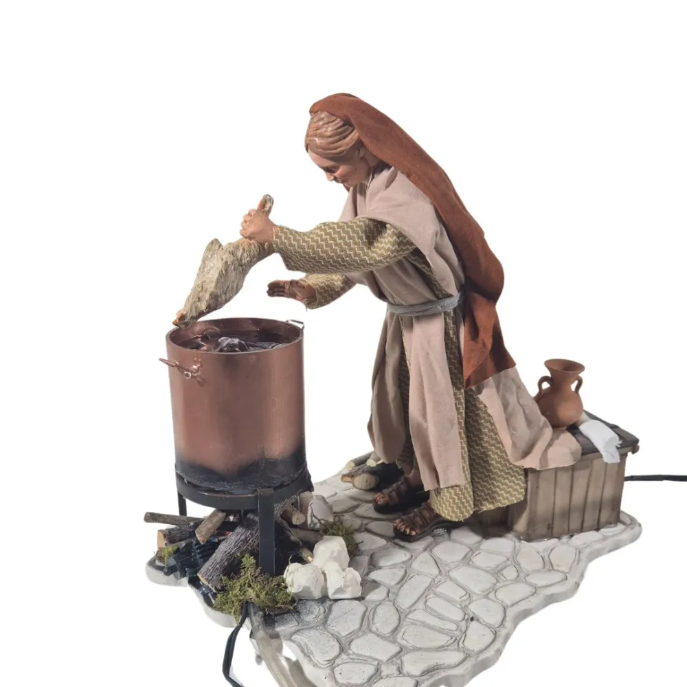 Animated Palestinian Woman Plucking a Chicken - 30 cm