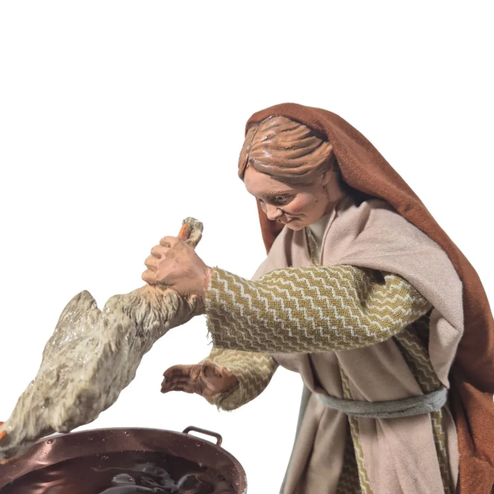 Animated Palestinian Woman Plucking a Chicken - 30 cm