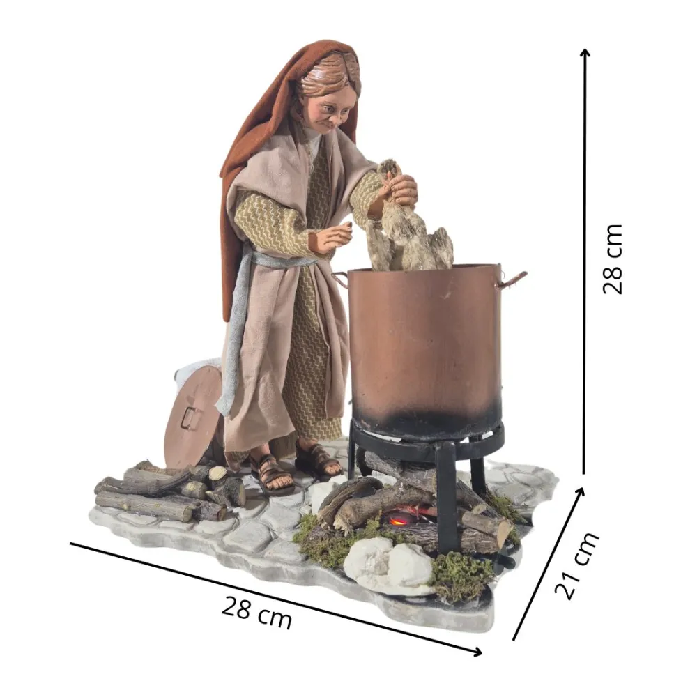 Animated Palestinian Woman Plucking a Chicken - 30 cm