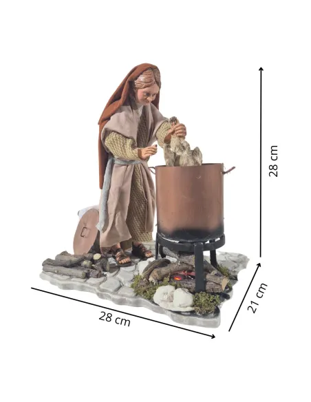 Donna che spenna il pollo palestinese in movimento 30 cm