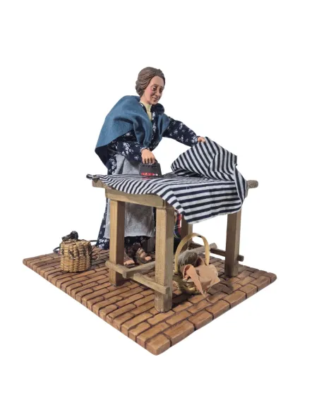 Animated "Lux" Woman Ironing with a Charcoal Iron - 30 cm
