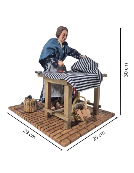 Animated "Lux" Woman Ironing with a Charcoal Iron - 30 cm