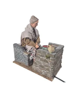 Animated Traditional Elderly Woman Grilling Fish - 30 cm 2
