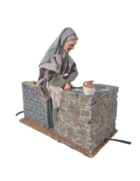 Animated Palestinian Elderly Woman Grilling Fish - 30 cm