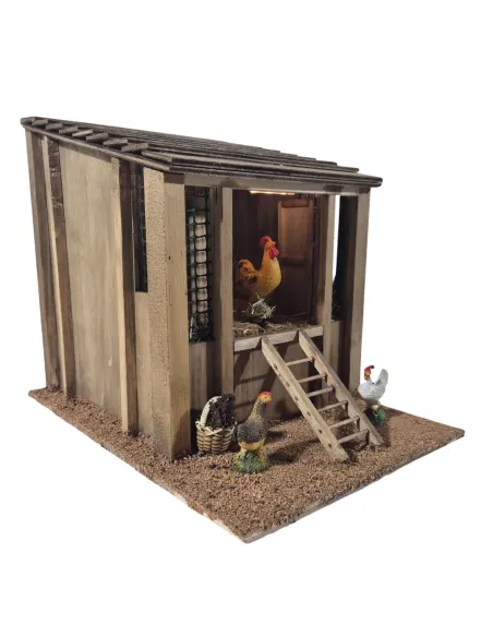 Animated Henhouse with Rooster and Sound for 30 cm Nativity Figures