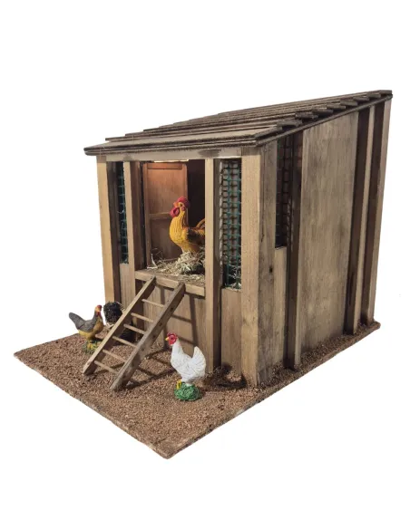 Pollaio con gallo completo di audio in movimento per statue da 30 cm