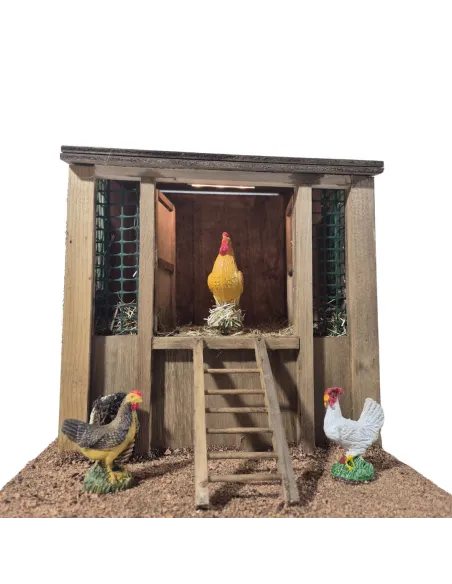 Pollaio con gallo completo di audio in movimento per statue da 30 cm