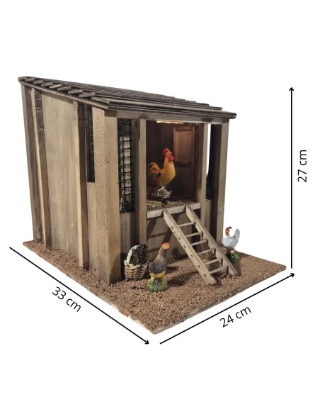 Pollaio con gallo completo di audio in movimento per statue da 30 cm