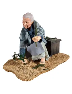 Animated Traditional Elderly Woman Planting Vegetables - 30 cm