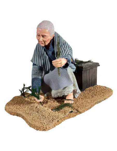 Animated Traditional Elderly Woman Planting Vegetables - 30 cm