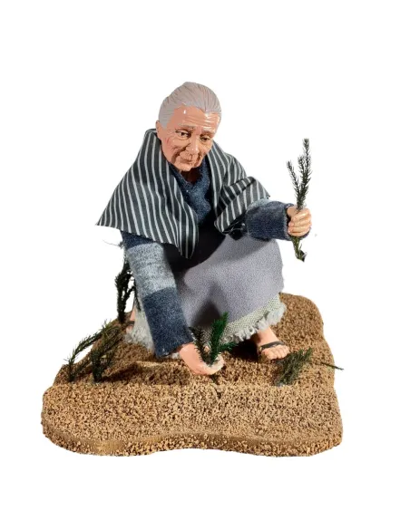 Animated Traditional Elderly Woman Planting Vegetables - 30 cm