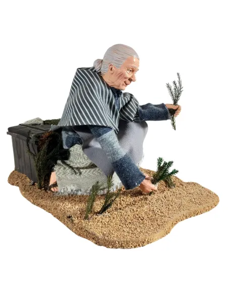 Animated Traditional Elderly Woman Planting Vegetables - 30 cm