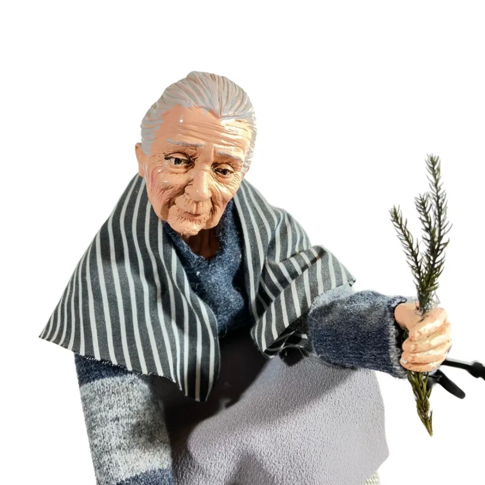 Animated Traditional Elderly Woman Planting Vegetables - 30 cm