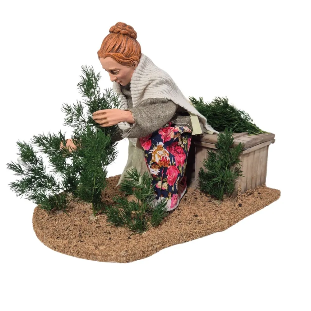 Animated Traditional Woman Pruning a Shrub - 30 cm