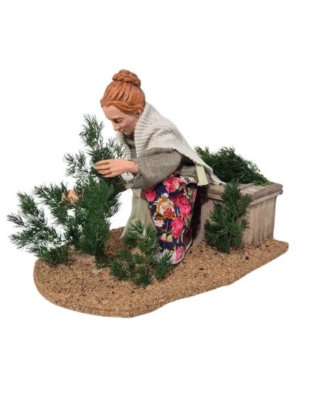 Animated Traditional Woman Pruning a Shrub - 30 cm
