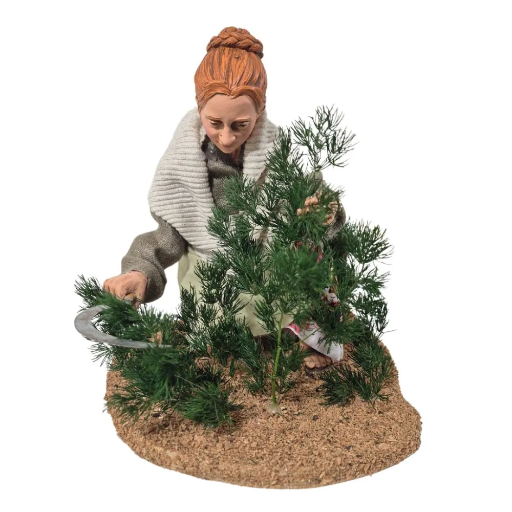 Animated Traditional Woman Pruning a Shrub - 30 cm