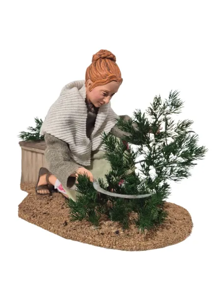 Animated Traditional Woman Pruning a Shrub - 30 cm