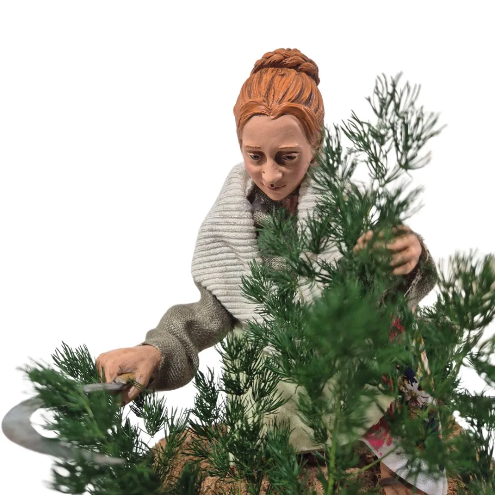 Animated Traditional Woman Pruning a Shrub - 30 cm