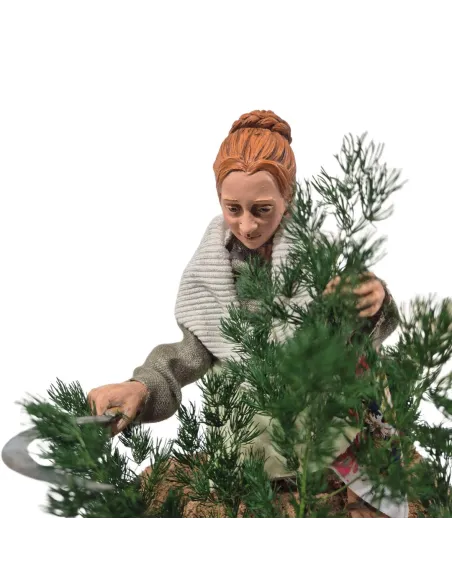 Animated Traditional Woman Pruning a Shrub - 30 cm