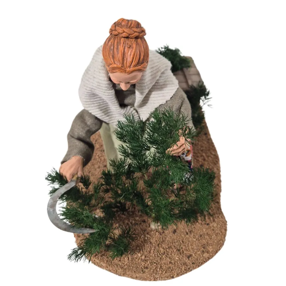 Animated Traditional Woman Pruning a Shrub - 30 cm